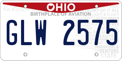 OH license plate GLW2575