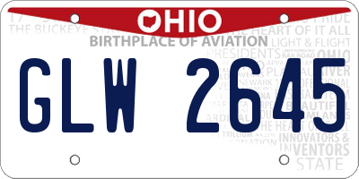 OH license plate GLW2645