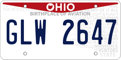 OH license plate GLW2647