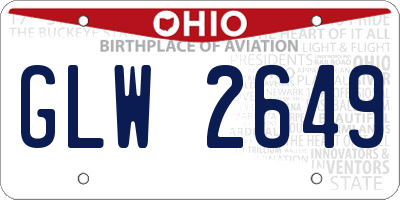 OH license plate GLW2649