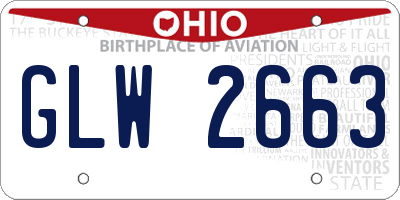 OH license plate GLW2663