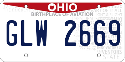 OH license plate GLW2669