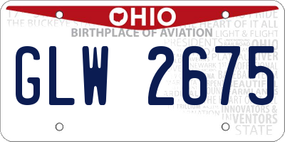 OH license plate GLW2675