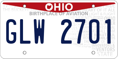 OH license plate GLW2701