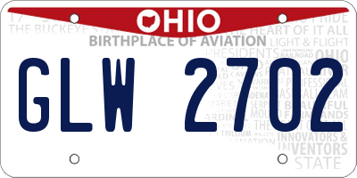 OH license plate GLW2702