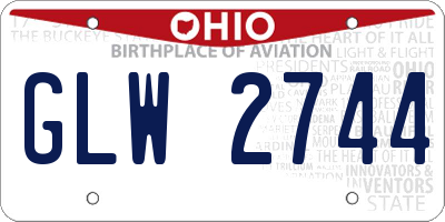 OH license plate GLW2744