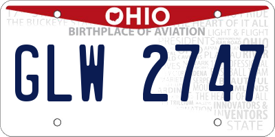 OH license plate GLW2747