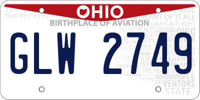 OH license plate GLW2749