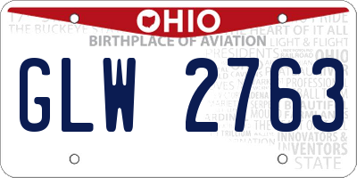 OH license plate GLW2763