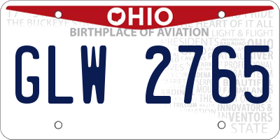 OH license plate GLW2765