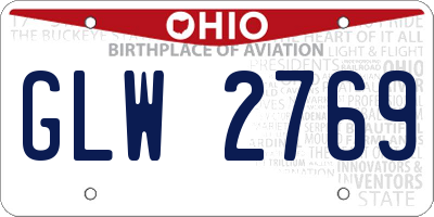 OH license plate GLW2769