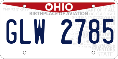 OH license plate GLW2785