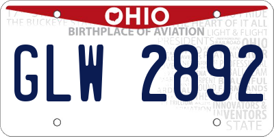 OH license plate GLW2892