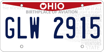 OH license plate GLW2915