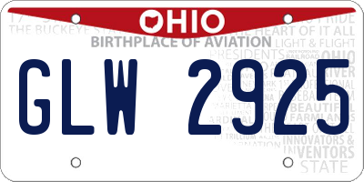 OH license plate GLW2925