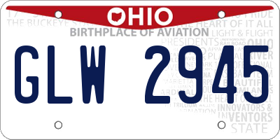 OH license plate GLW2945
