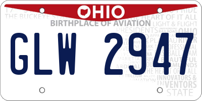 OH license plate GLW2947
