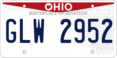 OH license plate GLW2952