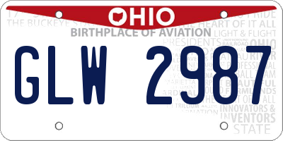 OH license plate GLW2987