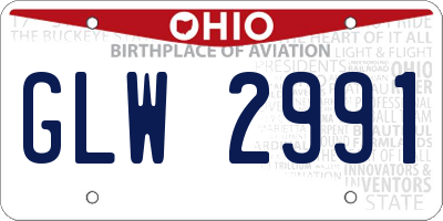 OH license plate GLW2991