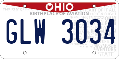 OH license plate GLW3034