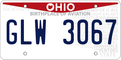 OH license plate GLW3067