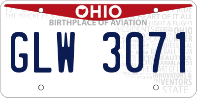 OH license plate GLW3071