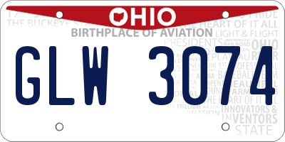 OH license plate GLW3074