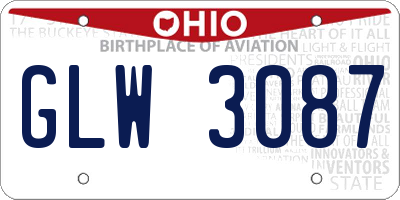 OH license plate GLW3087