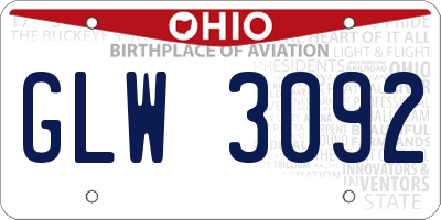 OH license plate GLW3092