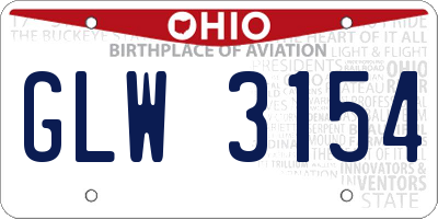 OH license plate GLW3154