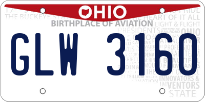 OH license plate GLW3160