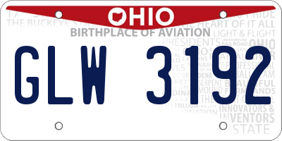 OH license plate GLW3192