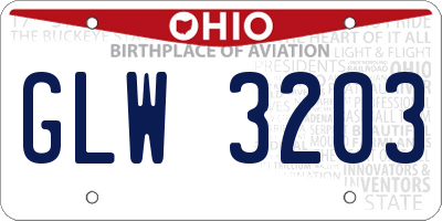 OH license plate GLW3203