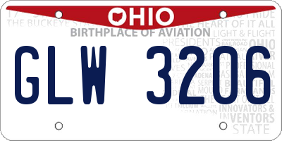OH license plate GLW3206