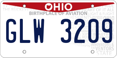 OH license plate GLW3209
