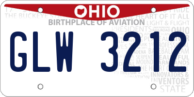 OH license plate GLW3212