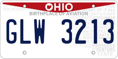 OH license plate GLW3213