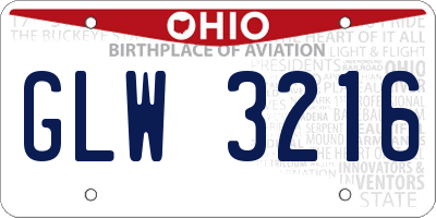 OH license plate GLW3216