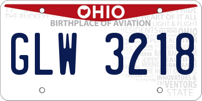 OH license plate GLW3218