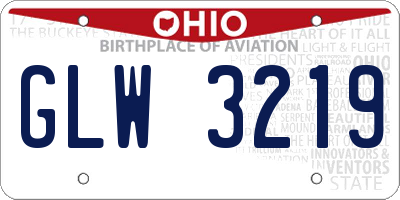 OH license plate GLW3219