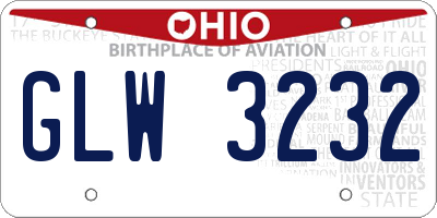 OH license plate GLW3232