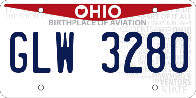 OH license plate GLW3280