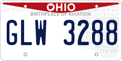 OH license plate GLW3288