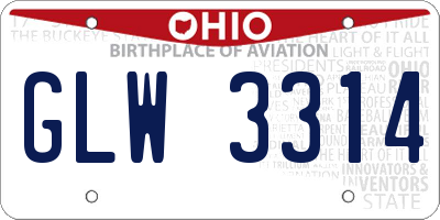 OH license plate GLW3314