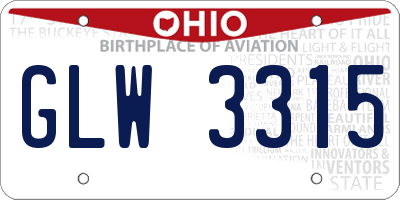 OH license plate GLW3315
