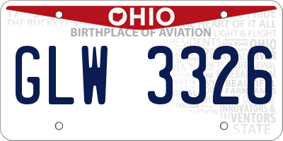 OH license plate GLW3326