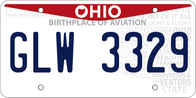 OH license plate GLW3329