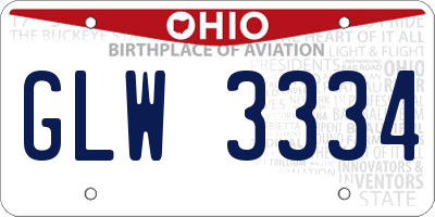 OH license plate GLW3334