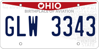 OH license plate GLW3343